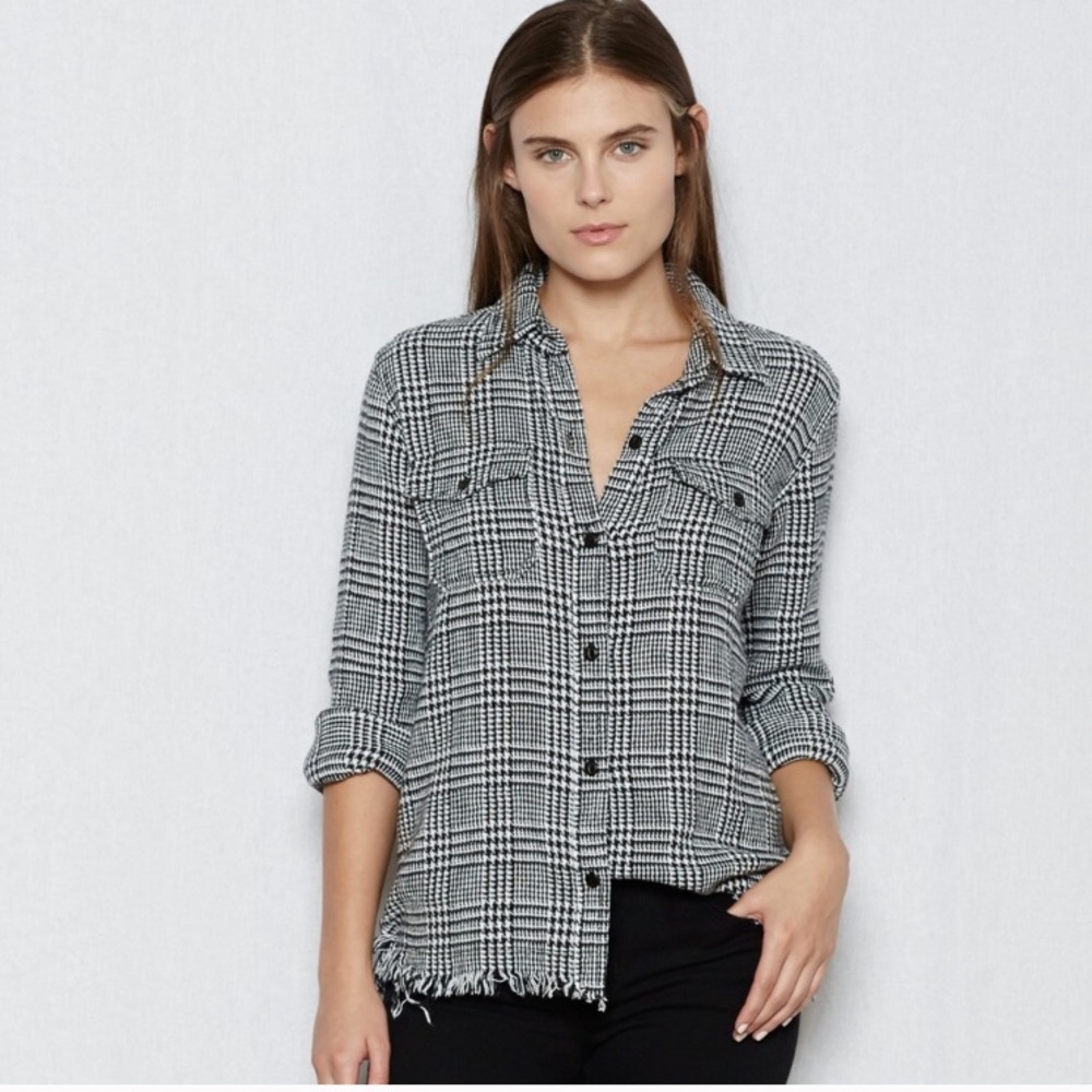 CURRENT/ELLIOTT plaid houndstooth perfect shirt